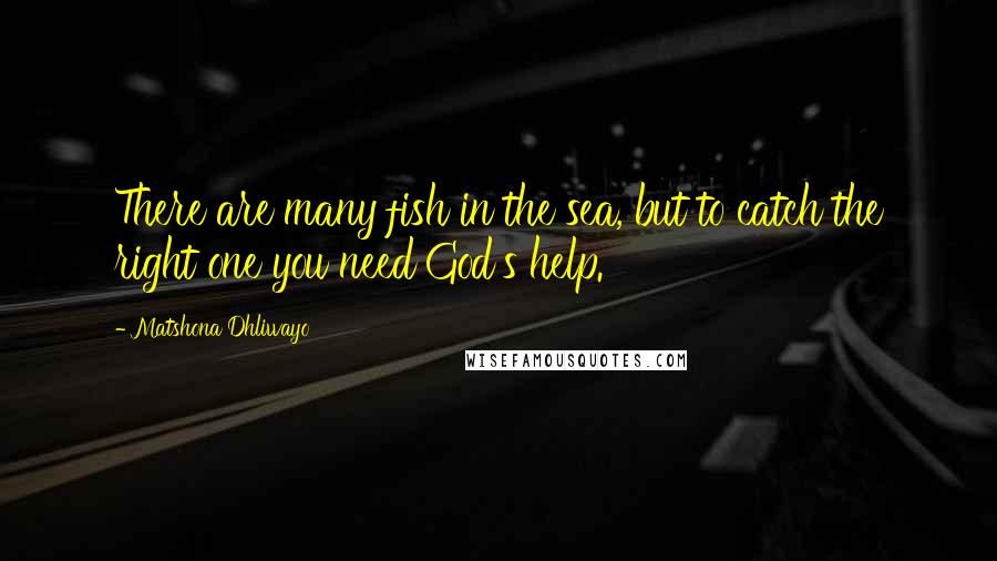 Matshona Dhliwayo Quotes: There are many fish in the sea, but to catch the right one you need God's help.