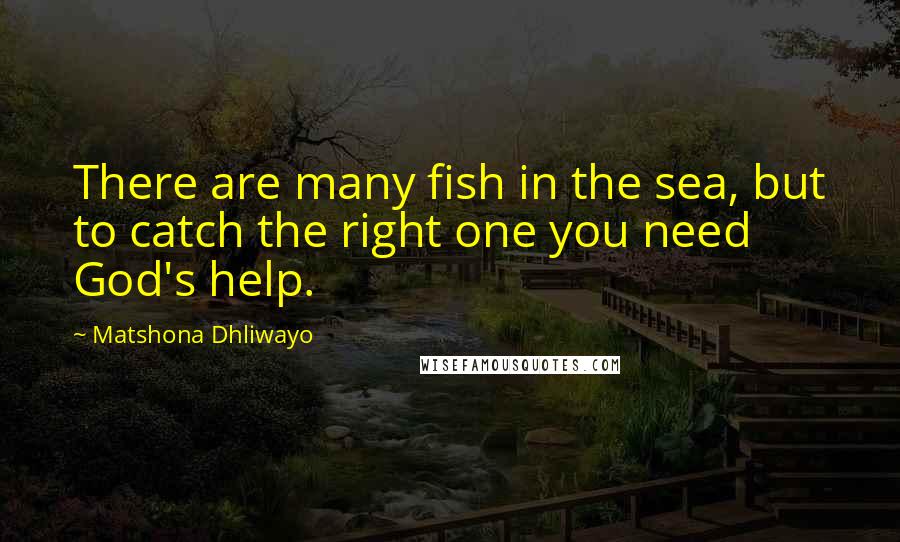 Matshona Dhliwayo Quotes: There are many fish in the sea, but to catch the right one you need God's help.