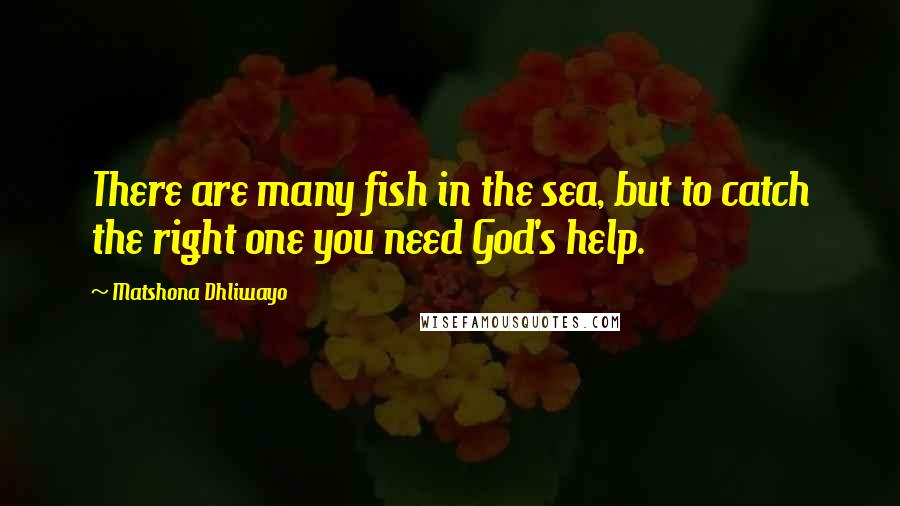 Matshona Dhliwayo Quotes: There are many fish in the sea, but to catch the right one you need God's help.