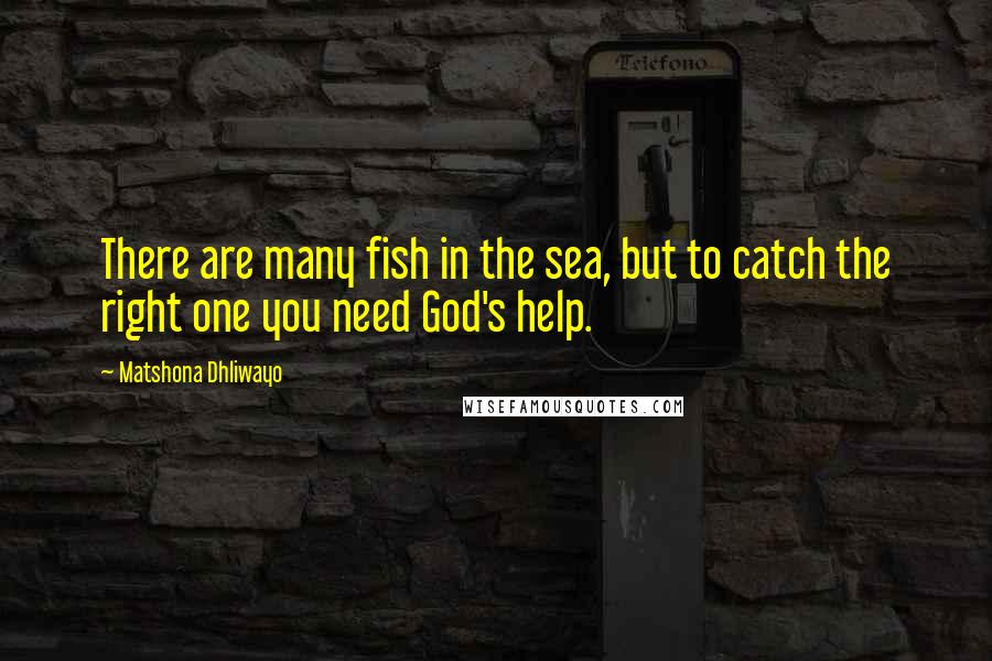 Matshona Dhliwayo Quotes: There are many fish in the sea, but to catch the right one you need God's help.