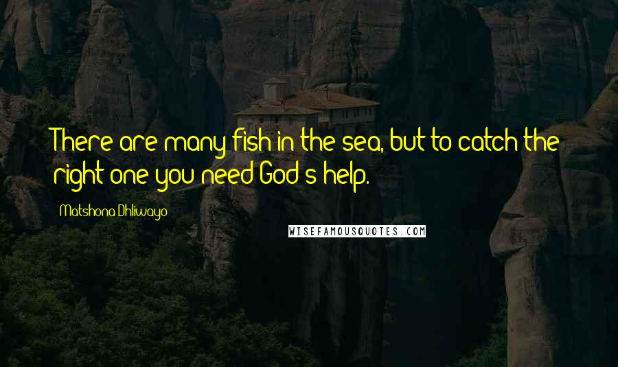 Matshona Dhliwayo Quotes: There are many fish in the sea, but to catch the right one you need God's help.