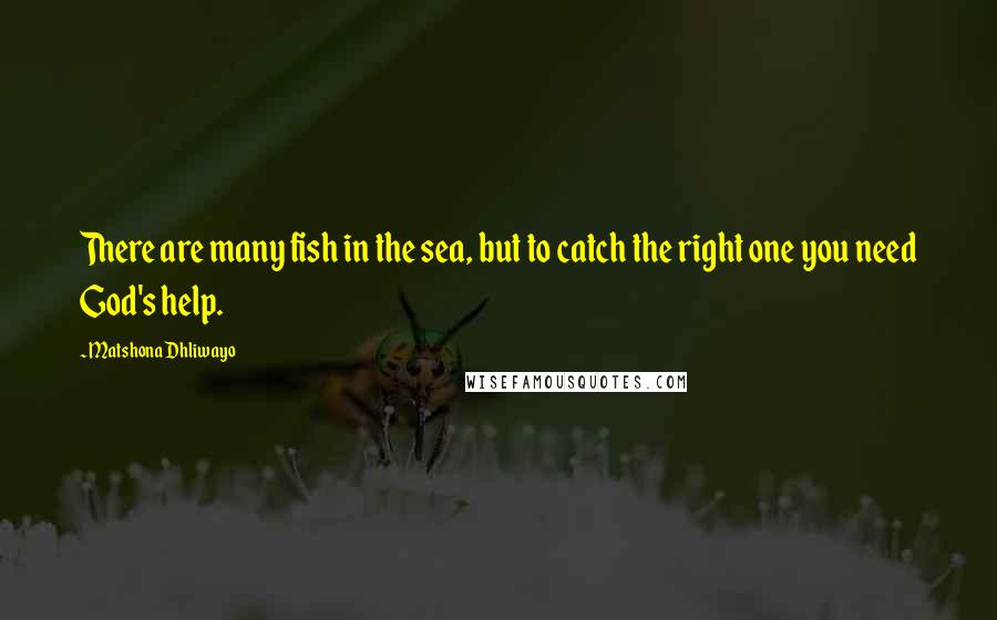 Matshona Dhliwayo Quotes: There are many fish in the sea, but to catch the right one you need God's help.