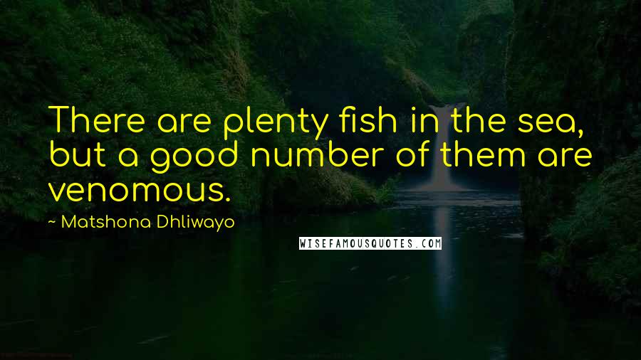 Matshona Dhliwayo Quotes: There are plenty fish in the sea, but a good number of them are venomous.