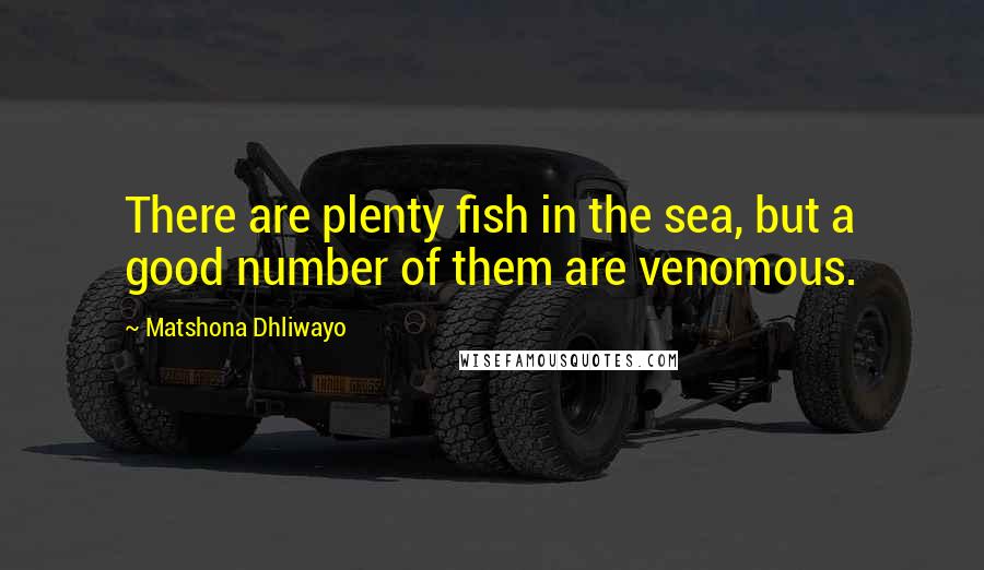 Matshona Dhliwayo Quotes: There are plenty fish in the sea, but a good number of them are venomous.