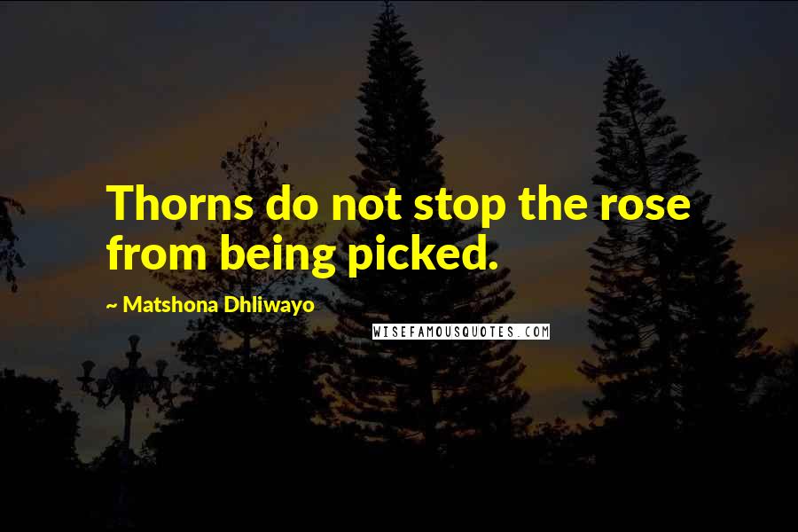 Matshona Dhliwayo Quotes: Thorns do not stop the rose from being picked.