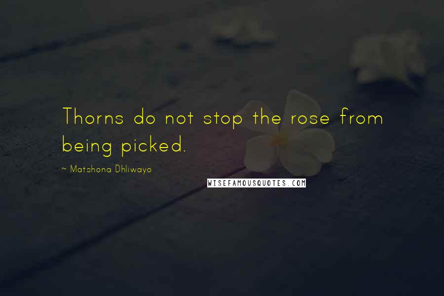 Matshona Dhliwayo Quotes: Thorns do not stop the rose from being picked.