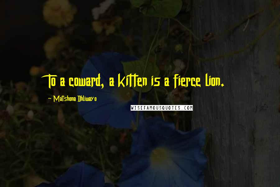 Matshona Dhliwayo Quotes: To a coward, a kitten is a fierce lion.