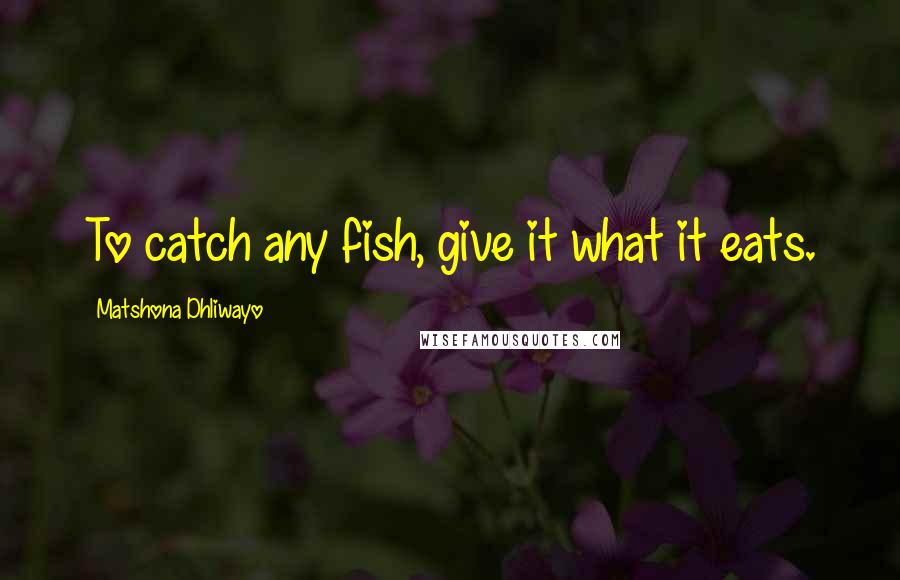 Matshona Dhliwayo Quotes: To catch any fish, give it what it eats.