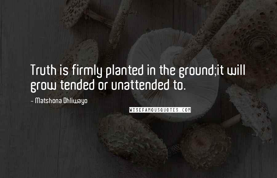 Matshona Dhliwayo Quotes: Truth is firmly planted in the ground;it will grow tended or unattended to.