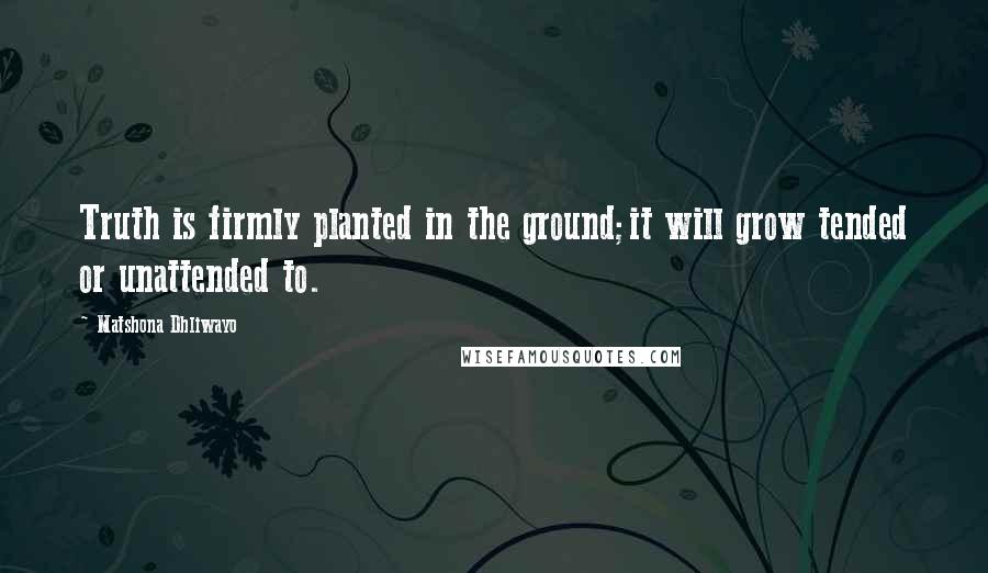 Matshona Dhliwayo Quotes: Truth is firmly planted in the ground;it will grow tended or unattended to.