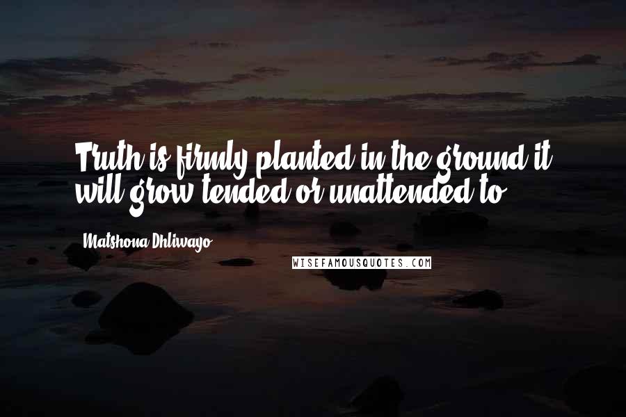 Matshona Dhliwayo Quotes: Truth is firmly planted in the ground;it will grow tended or unattended to.