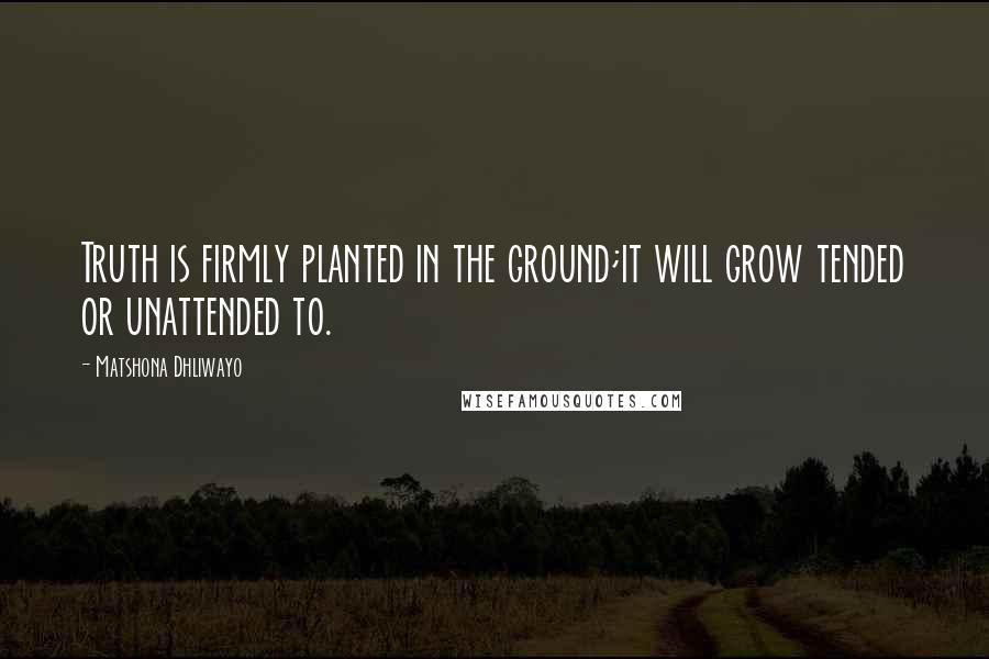 Matshona Dhliwayo Quotes: Truth is firmly planted in the ground;it will grow tended or unattended to.