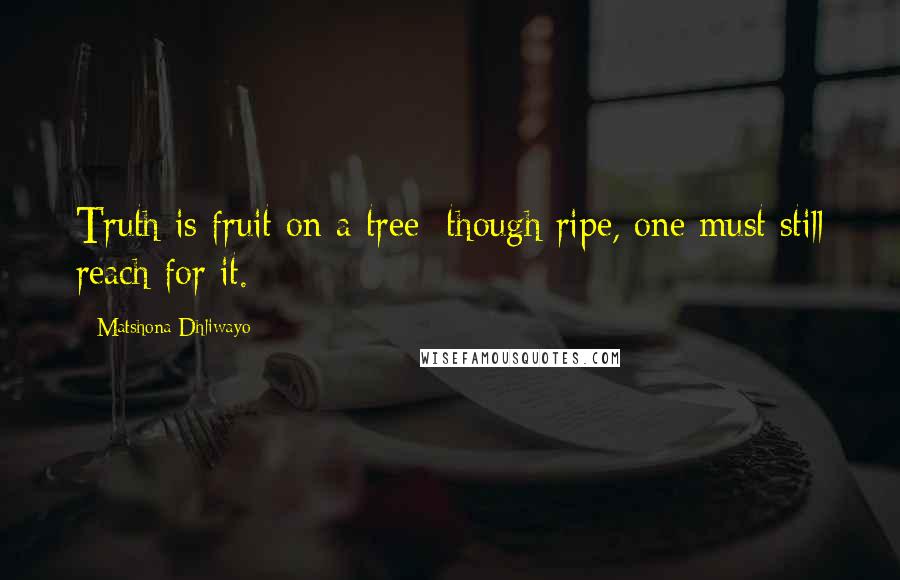 Matshona Dhliwayo Quotes: Truth is fruit on a tree; though ripe, one must still reach for it.