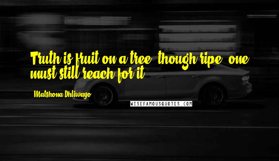 Matshona Dhliwayo Quotes: Truth is fruit on a tree; though ripe, one must still reach for it.