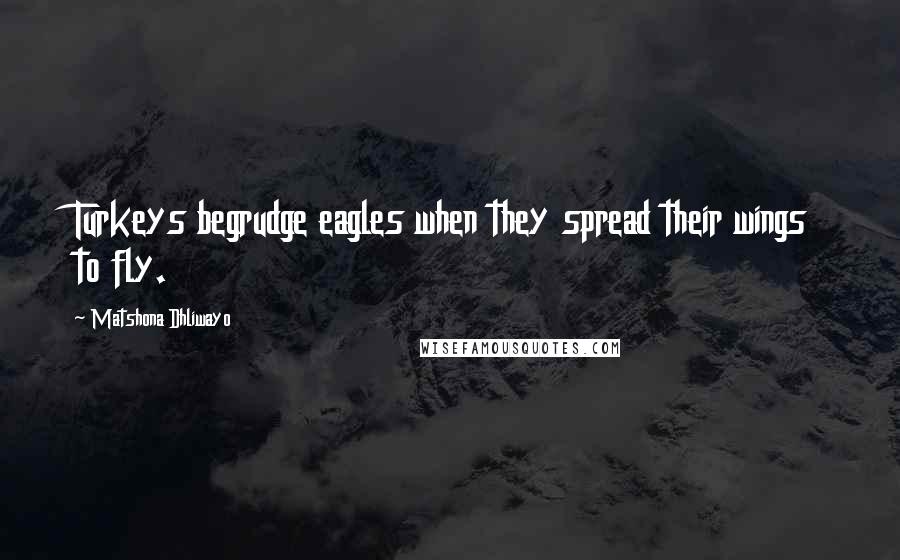 Matshona Dhliwayo Quotes: Turkeys begrudge eagles when they spread their wings to fly.