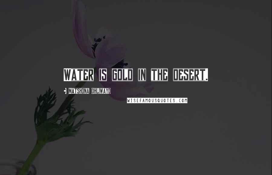 Matshona Dhliwayo Quotes: Water is gold in the desert.