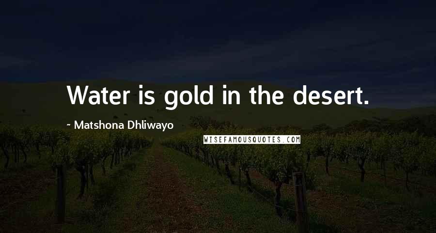 Matshona Dhliwayo Quotes: Water is gold in the desert.