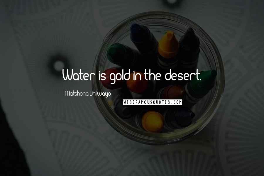 Matshona Dhliwayo Quotes: Water is gold in the desert.