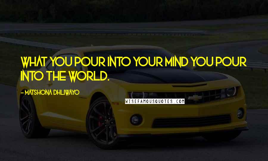 Matshona Dhliwayo Quotes: What you pour into your mind you pour into the world.