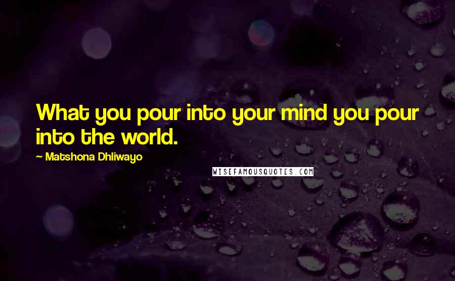 Matshona Dhliwayo Quotes: What you pour into your mind you pour into the world.