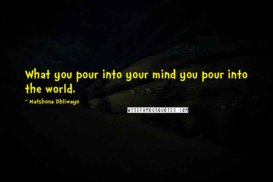 Matshona Dhliwayo Quotes: What you pour into your mind you pour into the world.