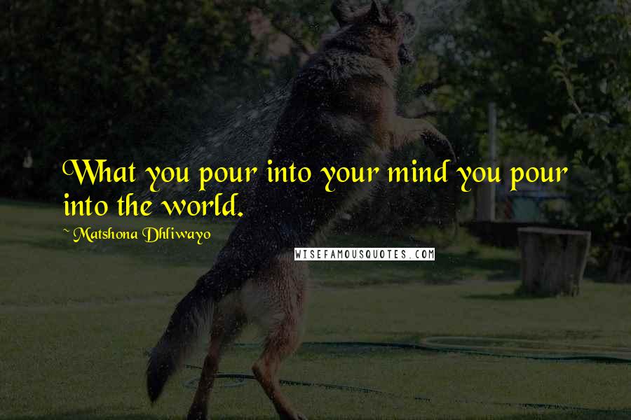 Matshona Dhliwayo Quotes: What you pour into your mind you pour into the world.