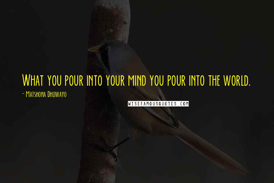 Matshona Dhliwayo Quotes: What you pour into your mind you pour into the world.