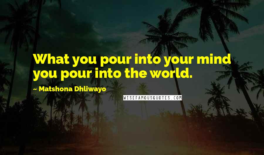 Matshona Dhliwayo Quotes: What you pour into your mind you pour into the world.