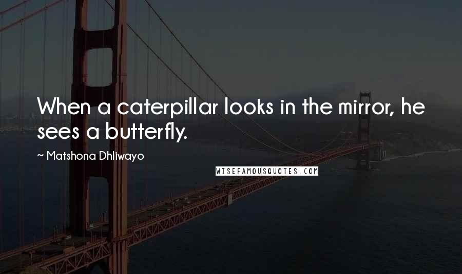 Matshona Dhliwayo Quotes: When a caterpillar looks in the mirror, he sees a butterfly.