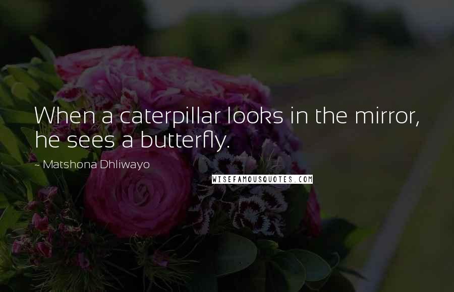 Matshona Dhliwayo Quotes: When a caterpillar looks in the mirror, he sees a butterfly.