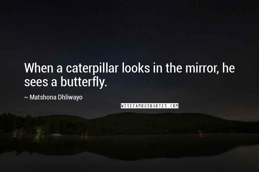 Matshona Dhliwayo Quotes: When a caterpillar looks in the mirror, he sees a butterfly.