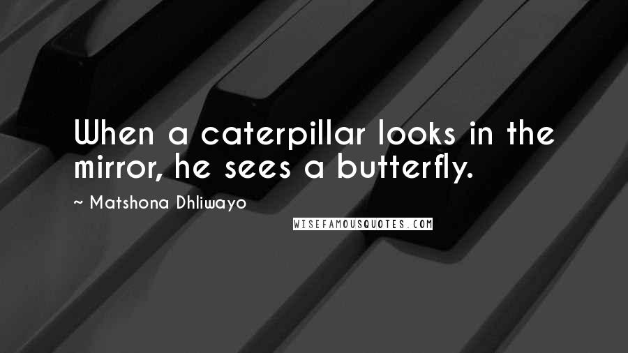 Matshona Dhliwayo Quotes: When a caterpillar looks in the mirror, he sees a butterfly.