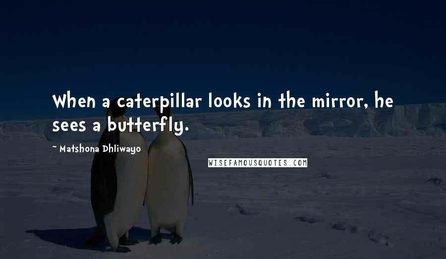 Matshona Dhliwayo Quotes: When a caterpillar looks in the mirror, he sees a butterfly.