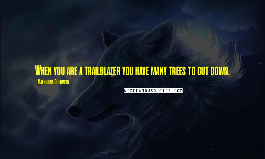 Matshona Dhliwayo Quotes: When you are a trailblazer you have many trees to cut down.