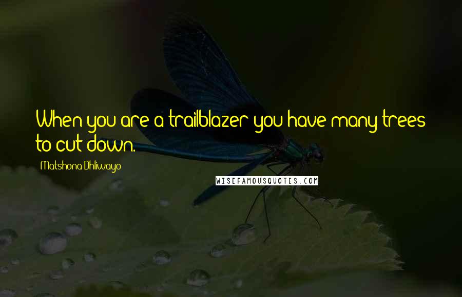 Matshona Dhliwayo Quotes: When you are a trailblazer you have many trees to cut down.