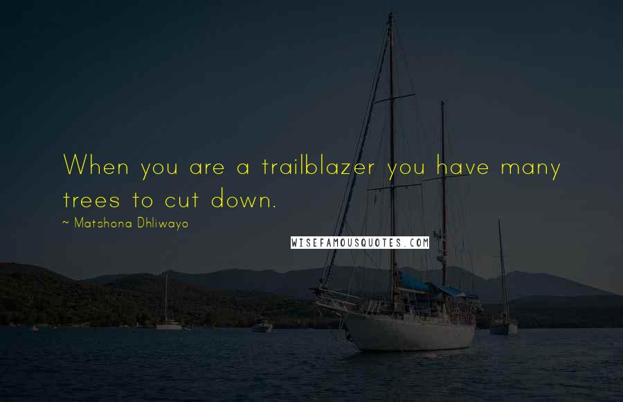 Matshona Dhliwayo Quotes: When you are a trailblazer you have many trees to cut down.