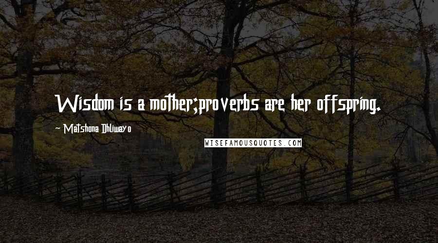 Matshona Dhliwayo Quotes: Wisdom is a mother;proverbs are her offspring.