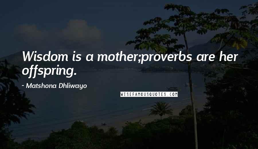 Matshona Dhliwayo Quotes: Wisdom is a mother;proverbs are her offspring.