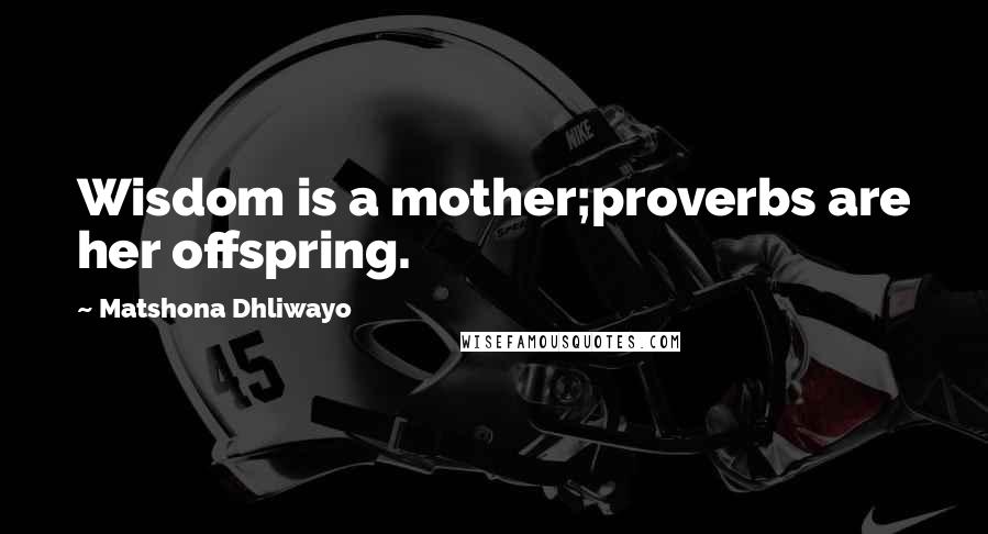 Matshona Dhliwayo Quotes: Wisdom is a mother;proverbs are her offspring.