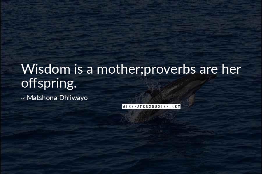 Matshona Dhliwayo Quotes: Wisdom is a mother;proverbs are her offspring.