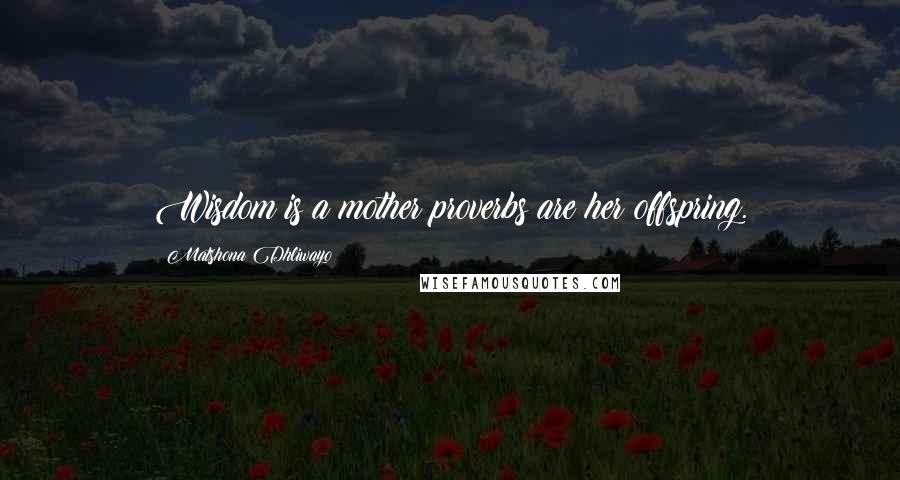 Matshona Dhliwayo Quotes: Wisdom is a mother;proverbs are her offspring.