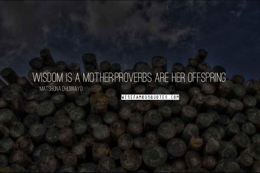 Matshona Dhliwayo Quotes: Wisdom is a mother;proverbs are her offspring.