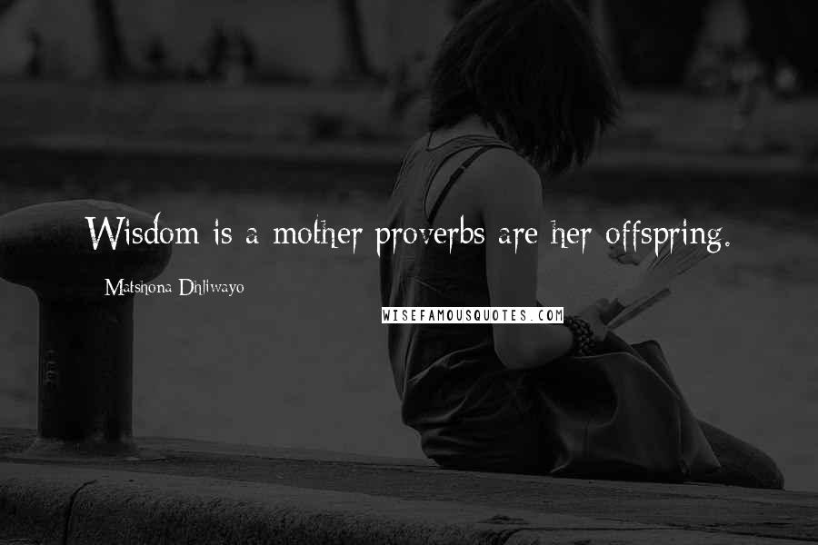 Matshona Dhliwayo Quotes: Wisdom is a mother;proverbs are her offspring.