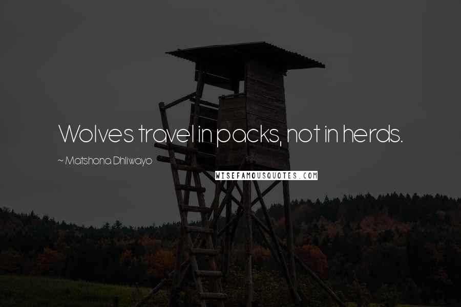 Matshona Dhliwayo Quotes: Wolves travel in packs, not in herds.