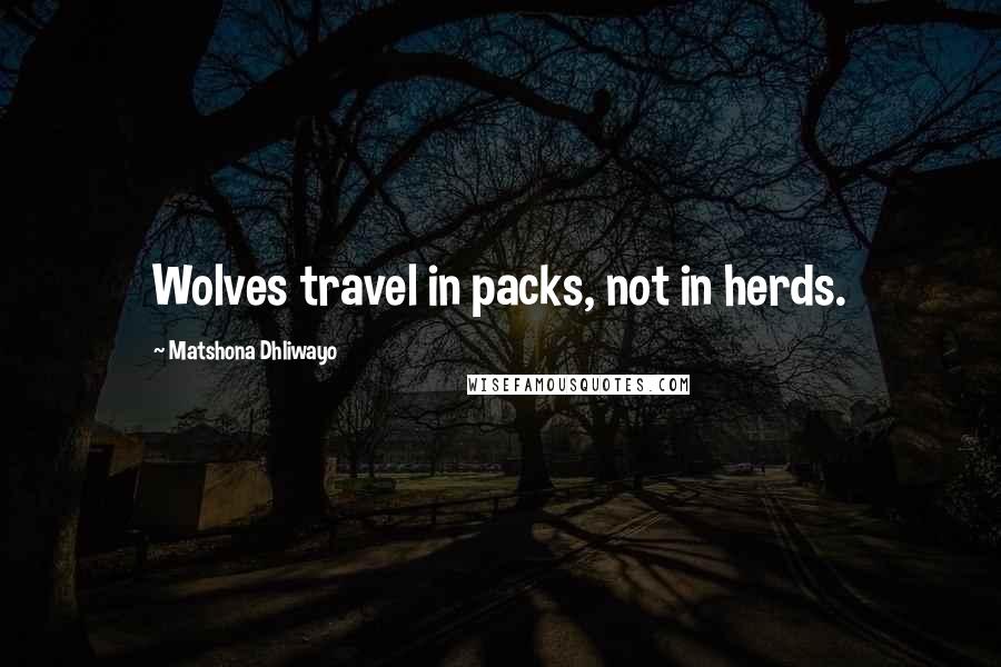 Matshona Dhliwayo Quotes: Wolves travel in packs, not in herds.