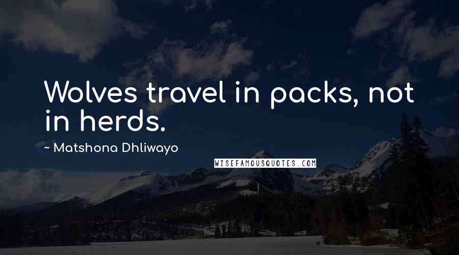 Matshona Dhliwayo Quotes: Wolves travel in packs, not in herds.