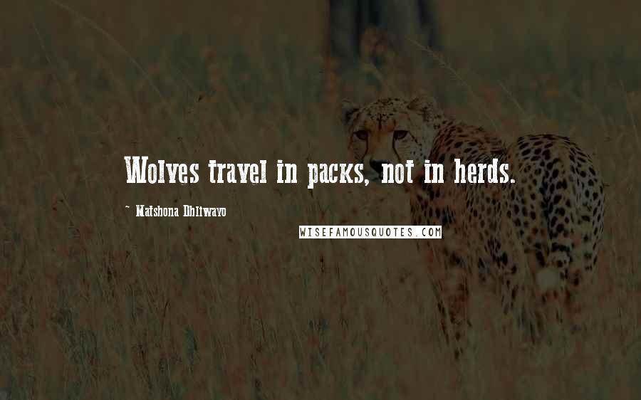 Matshona Dhliwayo Quotes: Wolves travel in packs, not in herds.