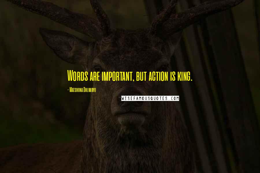 Matshona Dhliwayo Quotes: Words are important, but action is king.