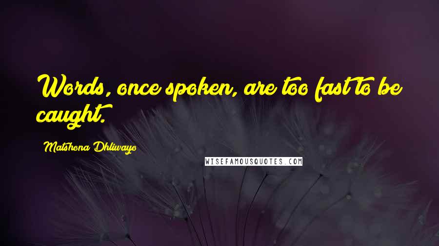 Matshona Dhliwayo Quotes: Words, once spoken, are too fast to be caught.