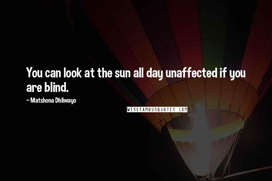 Matshona Dhliwayo Quotes: You can look at the sun all day unaffected if you are blind.